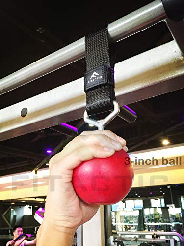 Rock Climbing Solid Training Cannonball Power Pull Up Ball Hold Grips for Straps for Finger, Forearm, Biceps, Back Muscles (Red, 4") Bundle with Upgraded 1 Pair Eagle Loops Grip for Fing