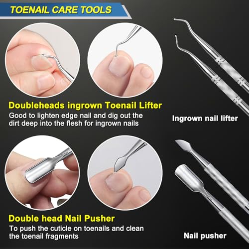 Toenail Clippers for Seniors Thick Toenails, 2026 Large Toe Nail Clippers for Men Thick Nails with Wide Opening, Sharp Heavy Duty Ingrown Toenail Clippers Nail Cutter Long Handle with Slanted Blade - color: Sliver&black 5pcs