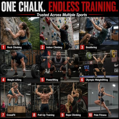 TITGGI 1 lb Gym Chalk Bucket with Chalk Ball, Pure Magnesium Carbonate | Pure Magnesium Carbonate with Loose Chalk and Chalk Ball for Better Grip During Climbing, Lifting and Gymnastics.