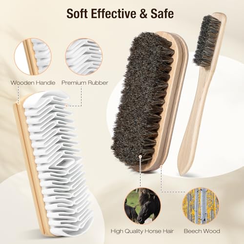 3Pcs Shoe Brush, 2026 Version Suede Eraser, Premium Shoe Polish Brush, Long-Lasting Shoe Cleaning Brush, Horsehair Shoe Brush Shine Kit for Cleaning and Polishing (3PCS) - size: 3PCS