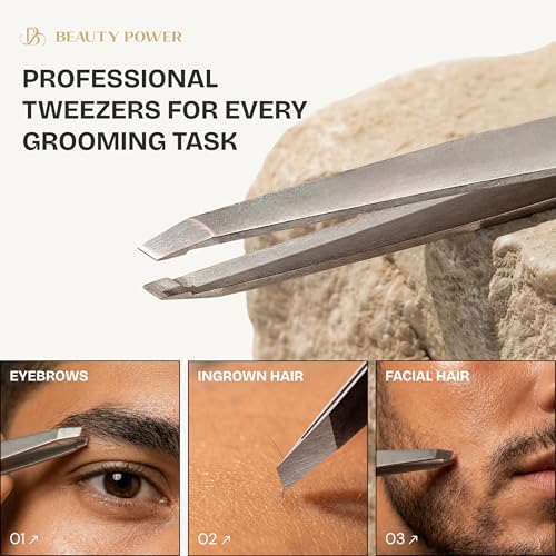 Beauty Power Manicure Pedicure Set 7-in-1 Stainless Steel, Ultra Sharp, Slanted Nail Clipper, Fingernail Clipper, Cuticle Nipper, Glass Nail File, Eyebrow Tweezers, Scissors, Case - Gift Idea - Gray