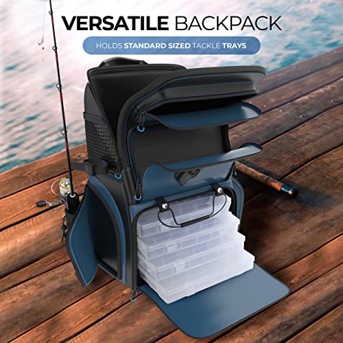 Reaction Tackle Saltwater Fishing Tackle Bags, Water Resistant 1000D PVC Tackle Box Bag with Removable Dividers, Fits 3600 and 3700 Trays, Backpack - size: Backpack