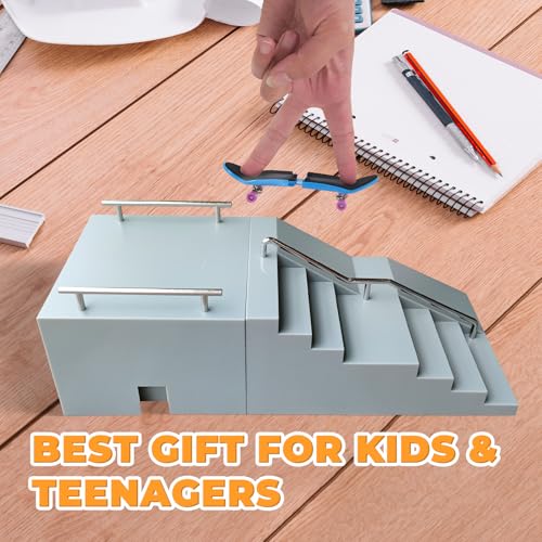 DYNWAVE Mini Finger Skateboard Ramp Gifts Finger Toy Multifunctional Training Props Hand Eye Coordination Accessories Sturdy Portable, Stairs - size: Stairs