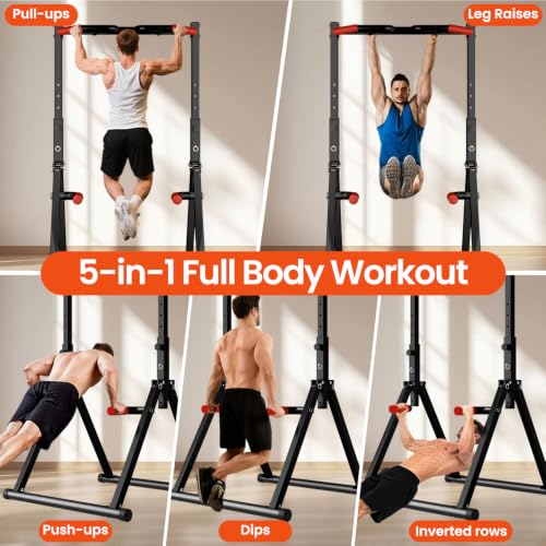 DOBESTS Power Tower Pull Up Bar Free Standing, Foldable Pull Up Station - color: Black Style 1 - Multifunction Bar