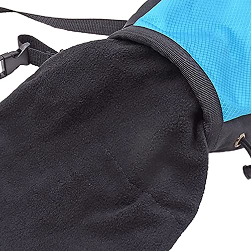 Rock Climbing Chalk Bag with Belt and Zipper Pocket for Fitness Gym Weight Lifting Hunting Bouldering Drawstring Magnesia Sack - color: Blue