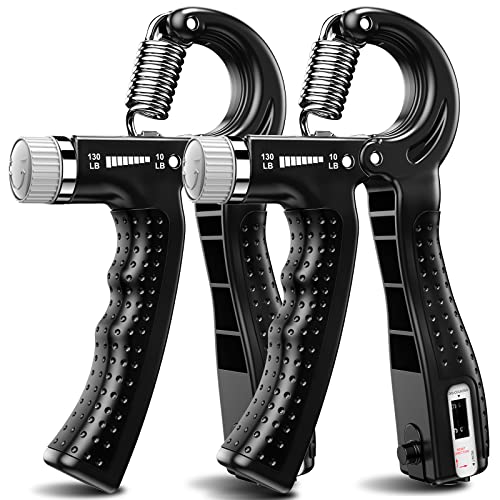 KDG Hand Grip Strengthener 2 Pack Adjustable Resistance 10-130 lbs Forearm Exerciser，Grip Strength Trainer for Muscle Building and Injury Recovery for Athletes - color: Black
