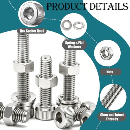 mxuteuk 801PCS M2.5 Screws Assortment Set,M2.5 x 4/6/8/10/12/16/20/25mm M2.5bolts，304 Stainless Steel Hex Socket Head Bolts Nuts Washers Set Suitable for 3D Printer,DIY - size: SS 801PCS M2.5, style: Hex Socket Head