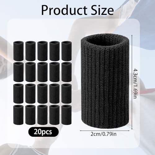 TIESOME 20 Pcs Finger Sleeves for Arthritis, Black | Elastic Finger Compression Sleeves Thumb Splint Support, Breathable Pain Relief Protector for Tendon, Joint and Arthritis