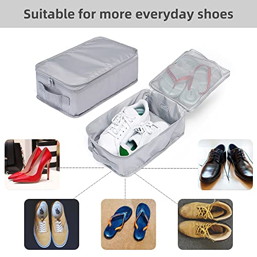 Travel Shoe Bags, Foldable Waterproof Shoe Pouches Organizer-Double Layer (4 Grey Shoe Bag) - color: Grey, size: 4 Packs