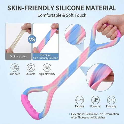 Figure 8 Resistance Band with Handles, Elastic Bands for Working Out,Arm,Back,Shoulder Training Elastic Ropes - color: Colorful & Gray