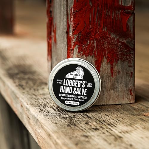 Walrus Oil - Logger's Hand Salve Cream, 2oz, 100% Vegan, Made with Olive Wax, Kokum Butter, Coconut Oil and more. Peppermint and Clove scent.