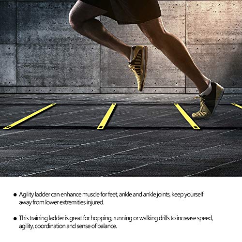 Alomejor Jumping Ladder for Speed Training Fitness Adjustable Rungs Straps Suitable for Football Rugby Tennis