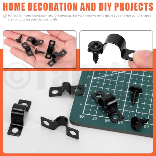 Tanstic 25Pcs Black Two Hole Pipe Strap, 3/16” Two Hole Strap U Bracket Rigid Pipe Strap Pipe Strap Clamp with Phillips Modified Truss Head Wood Screws for Fixing Pipe, Conduit, U Bracket - size: 3/16 Inch