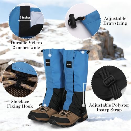 Waterproof Adjustable Hiking Gaiters for Men and Women, Snow Boots-Gaiters for Hiking in Hunting Sand Mud Mountain Climbing Snowshoeing - color: Light Blue