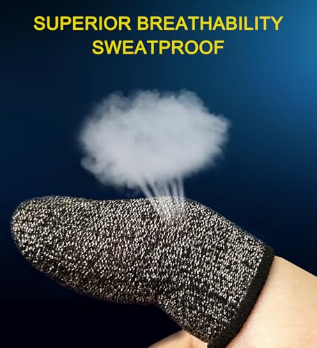 Silver Fiber Professional Finger Sleeves Gloves for Mobile Gaming | Longer Size,No More Slipping, Maximum Touch Sensitivity, Anti-Sweat, Fits All Touchscreen Devices, 10 Pack