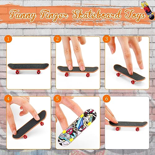 Skylety 31 Pieces Mini Finger Toys Set for Boy Girl Includes 6 Finger Skateboards, 4 Bikes, 2 Mini Scooters 4 Swing Board 8 Matched Wheels 7 Tool Accessories Educational Toy Party Favor(Fun) - style: Fun