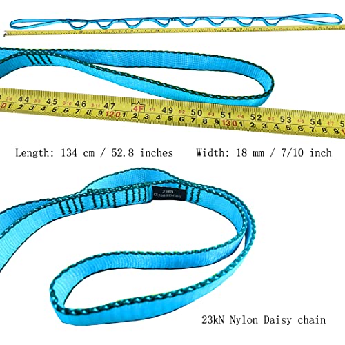 53 Inches Nylon Daisy Chains Rope Climbing Lanyard Straps Looped Strong Slings 23 kN Aerial Yoga Webbing - color: 1PC Blue