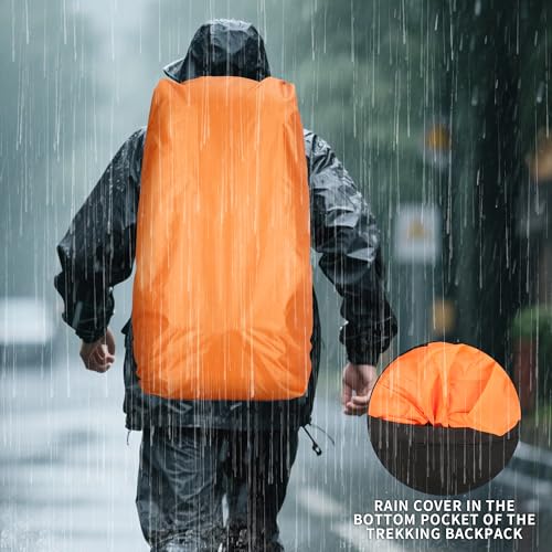 75L Hiking Backpack with Rain Cover Waterproof Camping Backpack Shoes Warehouse for Men Women, Frameless - color: Navy, size: 60L