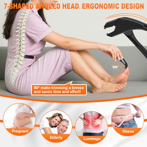 Toenail Clippers for Seniors, 2026 Upgrade Angled Head Nail Clippers for Men with Catcher, CLPPNA Ergonomic Toenails Clipper for Thick Toenails Long Handle, Sharp Wide Jaw Fingernail Clippers Adult - style: 3PCS(2025 Angled Black ）
