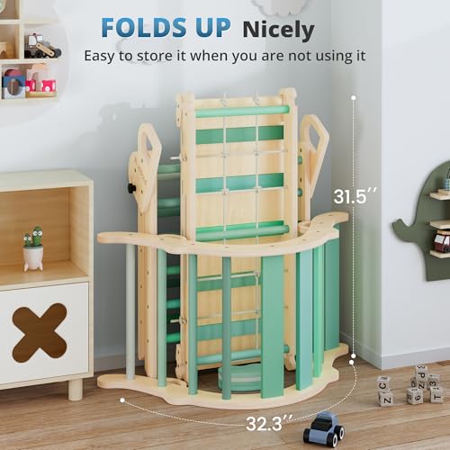 10-in-1 Pikler Triangle Set, Climbing Toys for Kids Emerald Forest - color: Emerald Forest