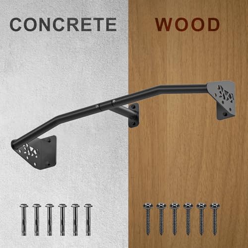SELEWARE 32"/36" Wall Mount Pull Up Bar Joist Mount Chin Up Bar for Doorway | Heavy Duty Steel Construction Support 450 lb, w/Resistance Band Hooks, Fits 32"/36" Wall Studs for Home Gym Strength Training - size: B: 32" x 1.3" Dia Grip