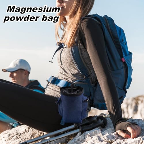 Rock Climbing Chalk Bag Adjustable Belt Gear Equipment | Chalk Organizer for Rock Climbing, Bouldering, Weightlifting, Gymnastics, Adults Women Men - color: Navy Blue