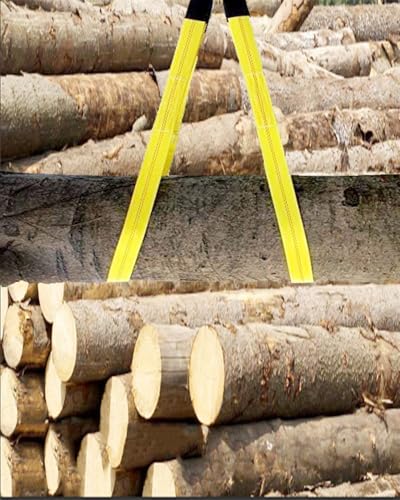 2 Pack 1 "x6' Lift Sling Straps Reinforced Loops 1 inch 6 Feet Tree Saver Strap 8000 Pound Capacity, Lifting Straps for Hoist, Winch Straps Yellow