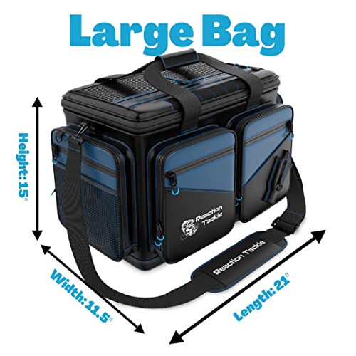 Reaction Tackle Saltwater Fishing Tackle Bags, Water Resistant 1000D PVC Tackle Box Bag with Removable Dividers, Fits 3600 and 3700 Trays, Large - size: Large Bag