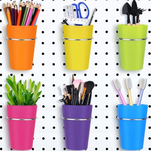 12Pcs Silver Metal Pegboard Hooks Double Wire Cup Holder Peg Hooks for Garage Shop Storage and Wall Hanging Board Organization