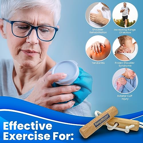 RangeMaster Econo Ranger Shoulder Pulley │ Physical Therapy Exercises │ Aids in Recovery and Rehabilitation │ Increases Mobility │ Wooden Handles for Comfort │ Metal Bracket Door Attachment - color: White