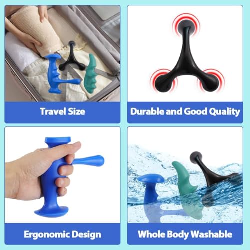 Manual Trigger Point Massage Tool and Thumb Saver for Full Body Deep Tissue Massage, with 3-Legged Massage Knobs, Stress Relief (3 Pack)