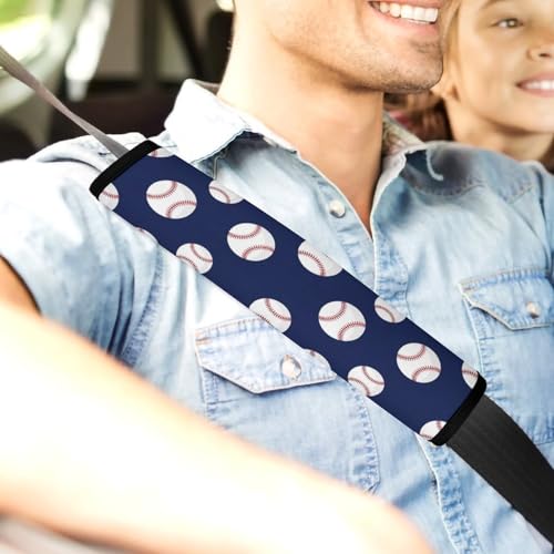 Universal Soft and Comfortable Seat Belt Shoulder Pad for Adult Use, Most Cars, 1 Pair Baseball Navy Harness Pads Strap Anti-Slip Pad - color: Pattern 601