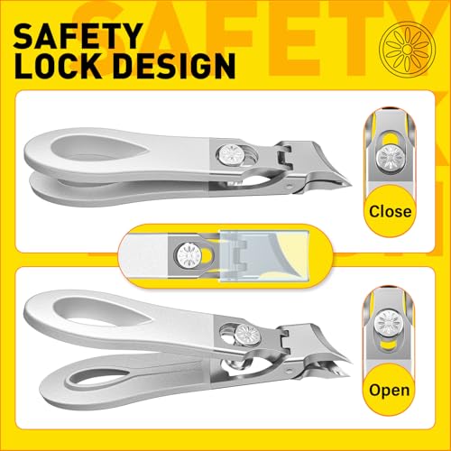 Toenail Clippers for Thick Toenails, Wide Jaw Opening Nail Clippers for Men, Heavy Duty Ingrown Toenail Clippers Nail Cutters, Eagle Beak Slanted Nail Clippers，3-Piece Set with Case - size: 2PCS Slanted & Curved