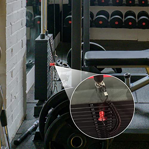 Cosmos Gym Weight Stack Pin Universal Replacement Selector Lock Pin Detent Hitch Pin, Tensile 3/8" Dia. & 4" Locking Space with Lanyard, for Gym Equipment Machine Weight Plate - color: Red Knob
