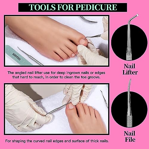 FANDAMEI Nail Care Kit, Nail Files 100/180, Nail Buffer Block, Cuticle Nippers, Cuticle Trimmer, Cuticle Pusher, Nail Tools, Nail Kit, Pedicure & Manicure Tools, Nail Prep Kit, Manicure Kit for Women - color: C-pink