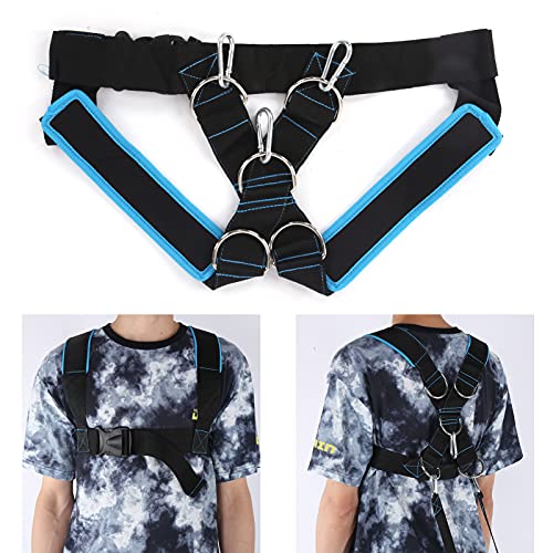 Weight Bearing Shoulder Strap, Nylon Resistances Strength Training Shoulder Bands Pulling Sled Harness Vest Bands with Pulling Strap for Football Workout - color: Black Blue