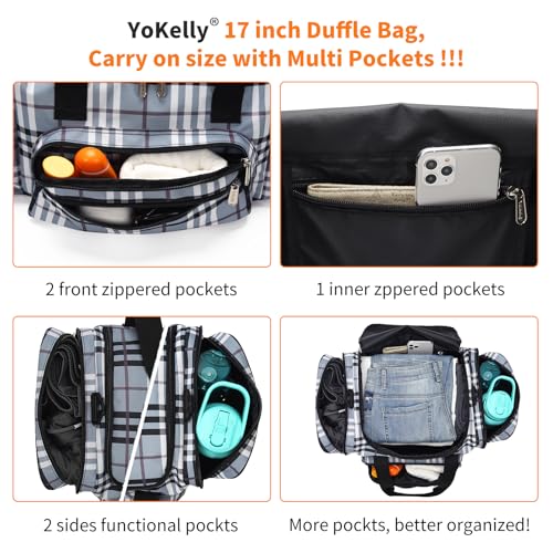 17 inch Small Duffle Bag, Gray/White | 25L, Multi Pockets, Carry On, Weekender Bag, Travel Gym Sport - color: Gray/White, size: 17 inch - 1.0