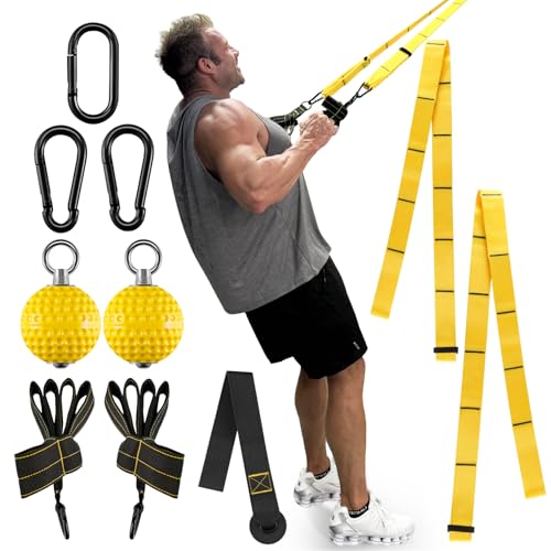 FitBeast Pull Up Ball Grips & Finger Straps Set – Grip Balls for Dead Hangs, Pull Ups, Climbing & Home Gym Training - color: Yellow