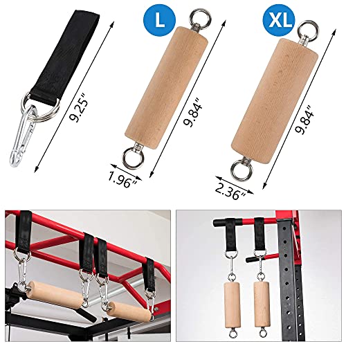 Wooden Pull Up Grips and Balls, Atomic Rock Climbing Holds Training Set,Grip Strength Trainer,Ninja Warrior Obstacle Course Handles and Rope.Suit(L/XL Ball(L/XL) - color: Suit L