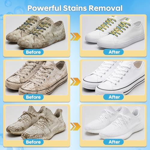 2PCS Shoe Cleaner,Portable Shoe Cleaning Kit for Travel,Business Trips,Gym | Deep Cleaning Shoe Sole Cleaner,13.1 OZ Foam Sneaker Cleaning Kit with Brush Towel Sponge,Sneakers Cleaner for White Shoes