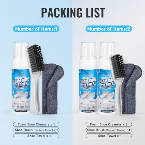 Shoe Cleaning Kit - 6.76 Oz Sneaker Cleaner with Brush and Towel, White Shoe Cleaner Foam