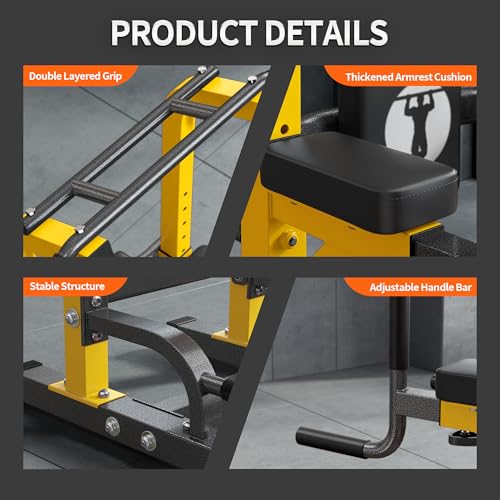 SogesPower Multi-Function Power Tower Pull Up Bar Station for Home Gym | 10-Level Adjustable Height Pull Up Bar Stand Dip Station Strength Training Workout Equipment - color: Yellow