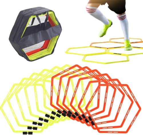 Japard Hex Agility Rings for Speed Training & Agility Footwork Training Speed Hurdles Ladder with Carrying Bag - style: Twelve (12) rings