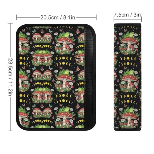 2 Pack Frog Trippy Mushroom Moon Phase Car Seat Straps Shoulder Pads Soft Padded Shoulder Harness Cover for Adult Use, Stroller Pushchair High Chair, Pressure Relief - color: Pattern 82