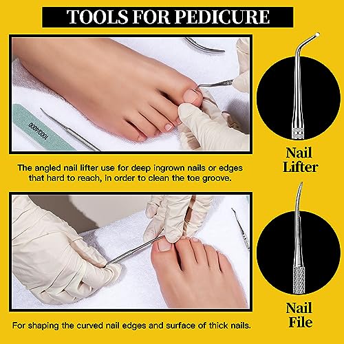 FANDAMEI Nail Care Set, Nail Files 100/180, Nail Buffer Block, Cuticle Tools, Nail Cuticle Nippers, Cuticle Trimmer, Cuticle Pusher, Manicure & Pedicure Kits, Toenail File, Yellow - color: L-yellow