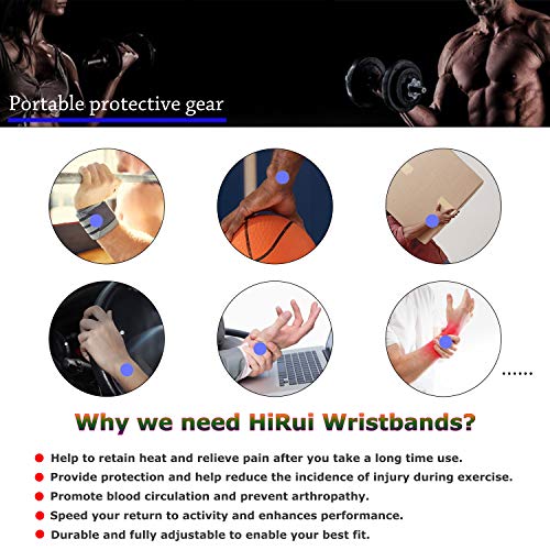 HiRui 2 Pack Wrist Compression Strap and Wrist Brace Sport Wrist Support for Fitness, Weightlifting, Tendonitis, Carpal Tunnel Arthritis, Pain Relief-Wear Anywhere-Adjustable (Black) - color: Black