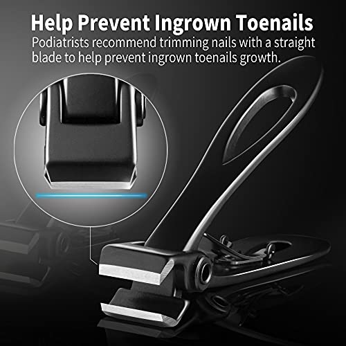 EBEWANLI Straight Nail Clipper, 17mm Wide Jaw Opening Extra Large Toenail Clippers for Thick Nails or Tough Fingernail & Ingrown Toenail, Heavy Duty Thick Toenail Clippers for Seniors, Men, Adult - style: 2 Piece Set