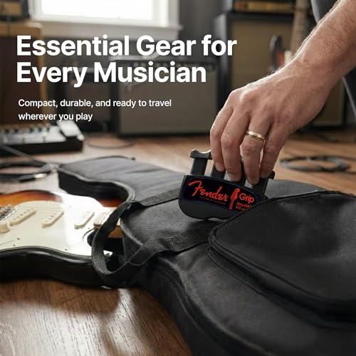 Fender GRIP Hand and Finger Exerciser – Best Ergonomic Finger Strengthener to improve play on all stringed instruments (Guitar, Bass, Violin, etc.) (Tensions: WHITE=5-Lbs; RED=7-Lbs; BLACK=9-Lbs) - color: Black