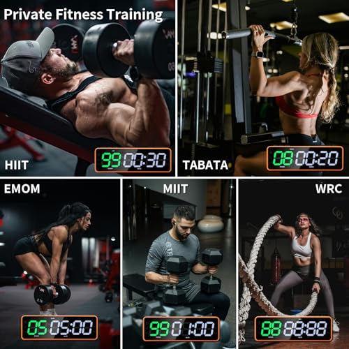 Gym Timer with Strong Magnet for Home Gym, Interval Timer Battery Supply | Workout Clock with Stopwatch, Count up/Down,Custom Interval for Fitness/Home/Boxing - style: 1 inch-Orange