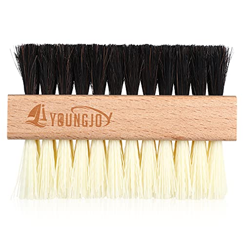 YoungJoy Dual Sided Sneaker Shoe Cleaner Brush Set Shoes Clean Brush Kit Horsehair Boar and Plastic Bristles with Microfiber Cloth (C) - style: C